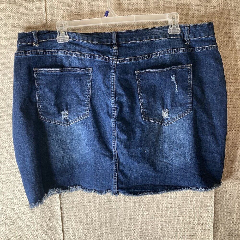 It's Blue Denim Destress Mini Skirt Women's Size 24W Pockets On Front And Back. - Picture 8 of 8